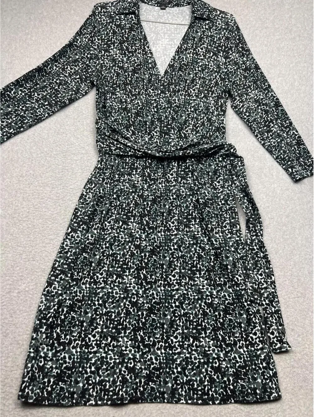 Ann Taylor Faux Wrap 3/4 Sleeve Dress Womens 12 Stretchy Casual Office Work